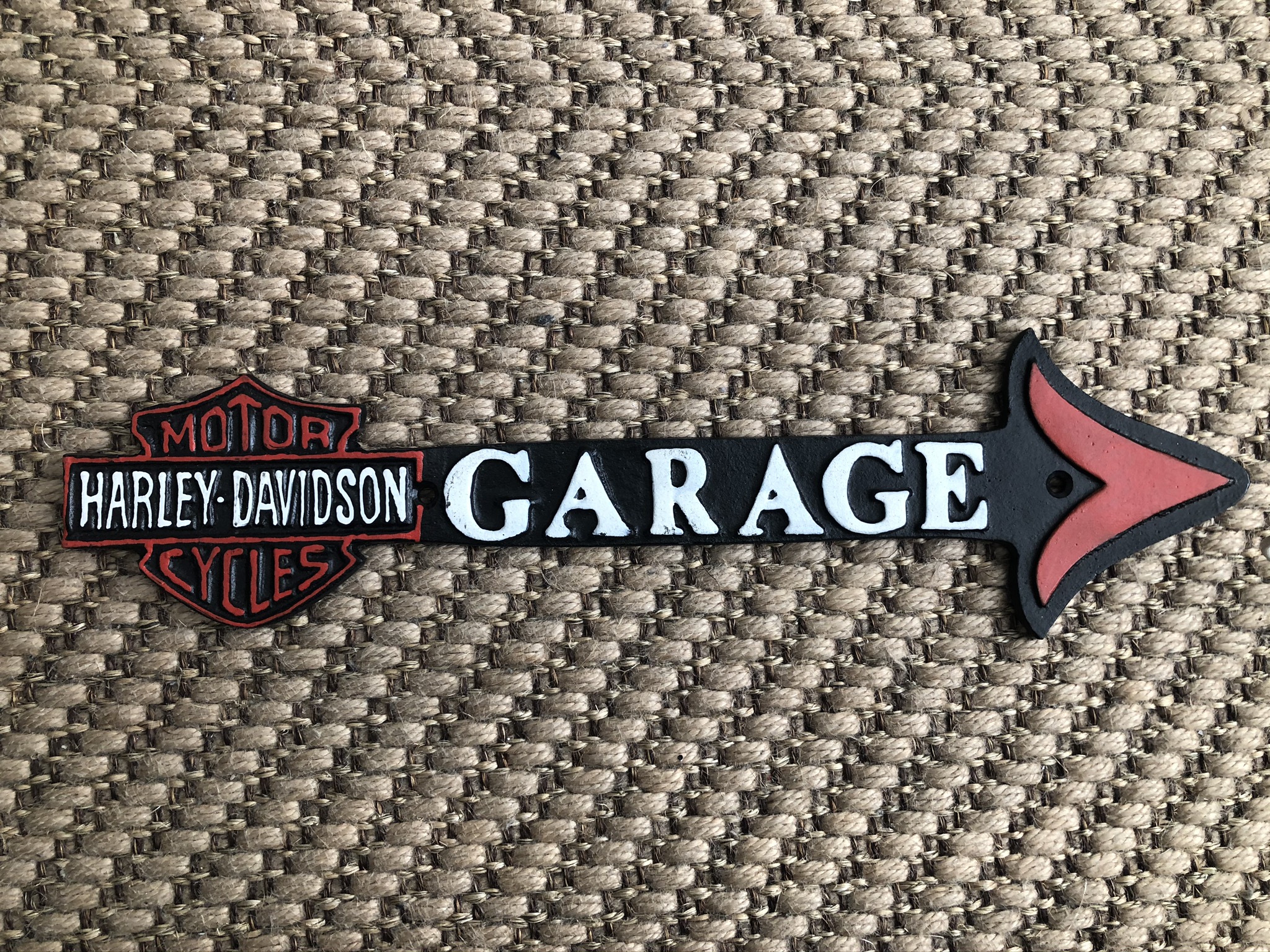 Cast Iron Harley Davidson Motorcycles Garage Arrow Wall Plaque