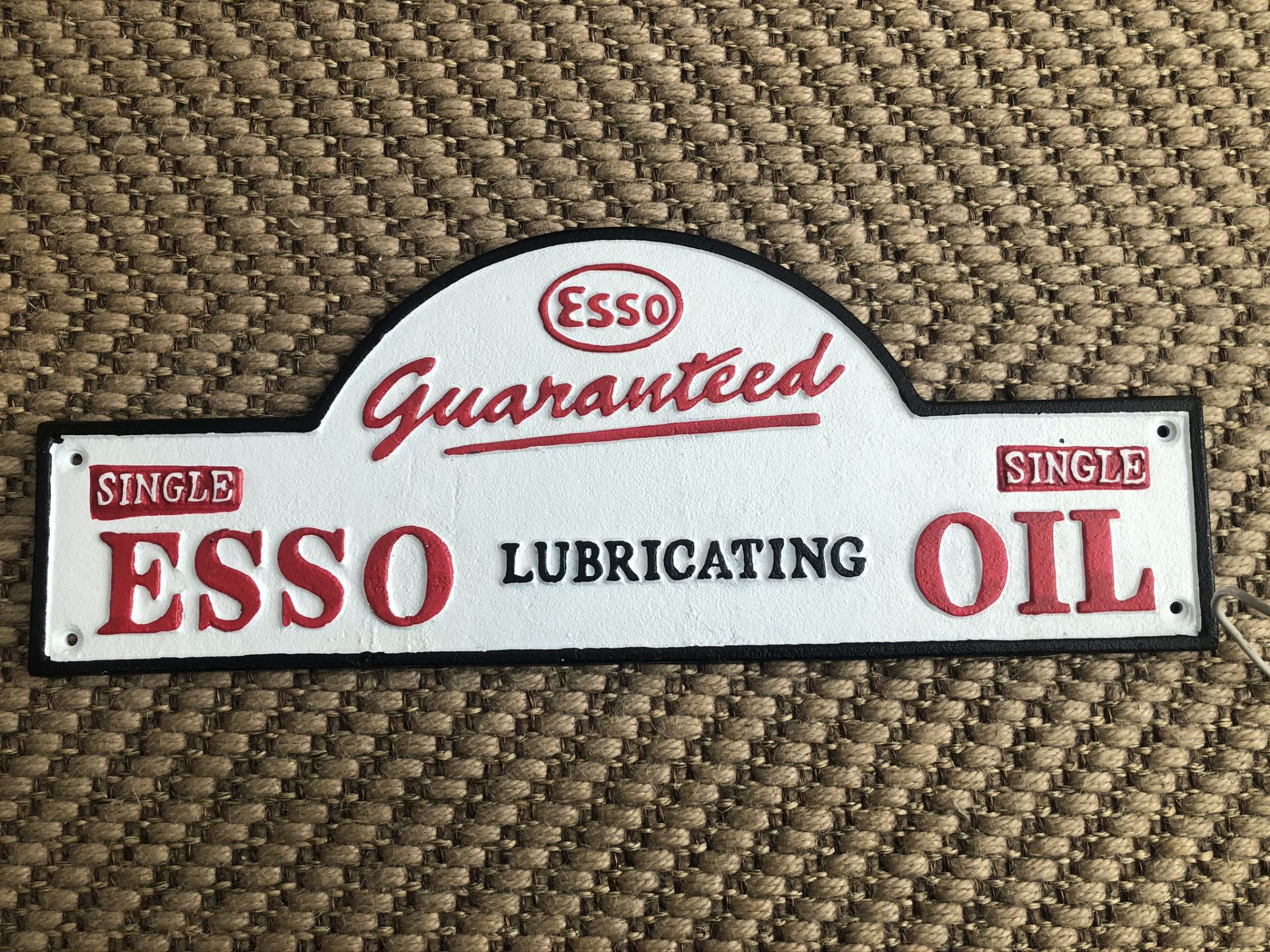 Cast Iron Esso Oil Domed Wall Plaque