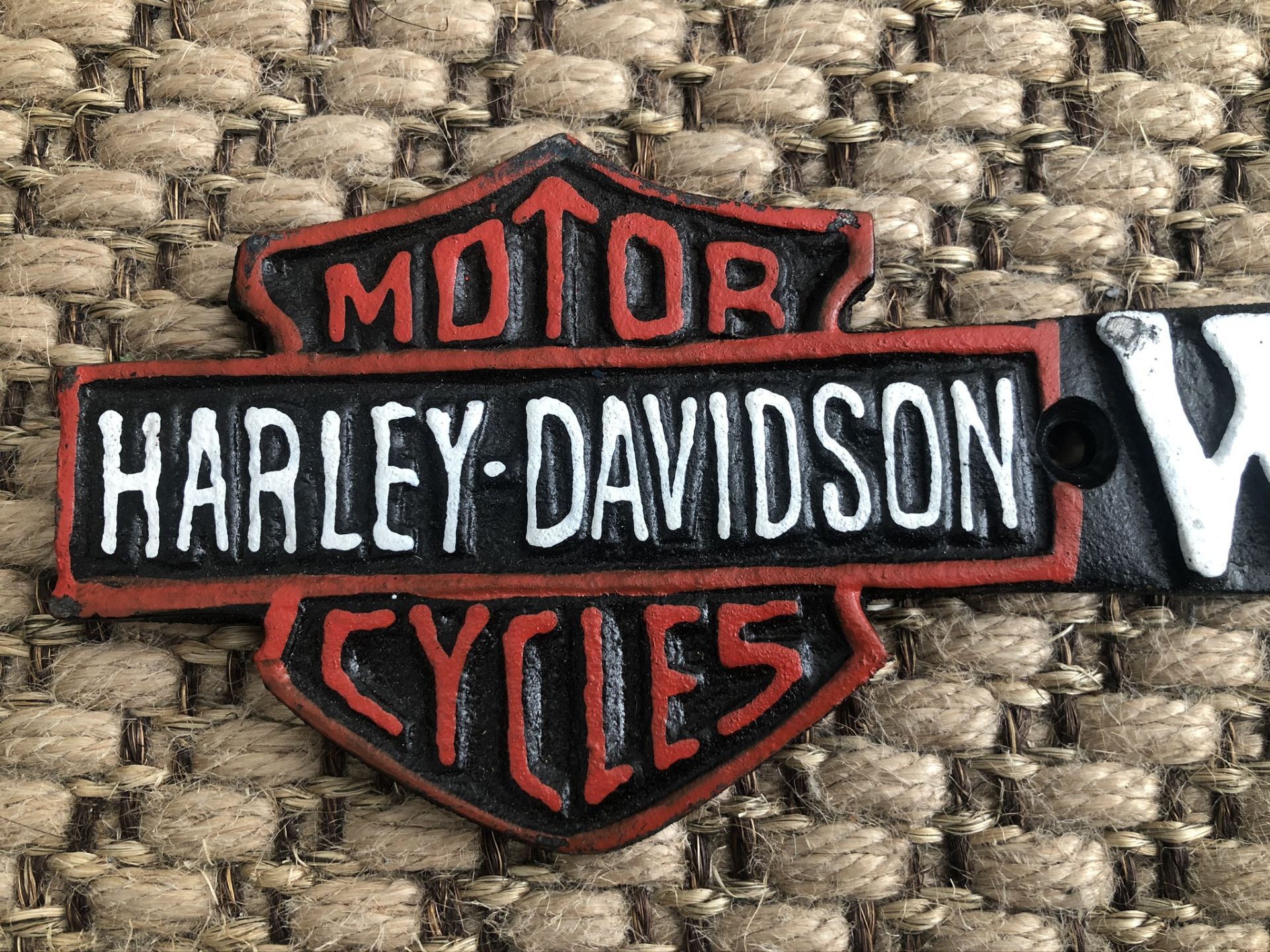 Cast Iron Harley Davidson Motorcycles Garage Arrow Wall Plaque - Image 3 of 5