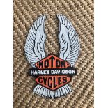 Cast Iron Harley Davidson Motorcycles Tall Wing Wall Plaque