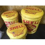 Set Of 3 Shell Metal Stools