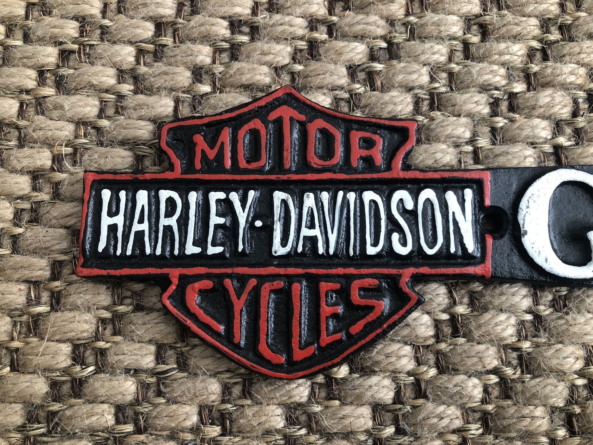 Cast Iron Harley Davidson Motorcycles Garage Arrow Wall Plaque - Image 2 of 5