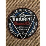 Cast Iron Triumph Motorcycle Round Wall Plaque