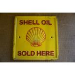 Cast Iron 'Shell Oil Sold Here' Wall Plaque