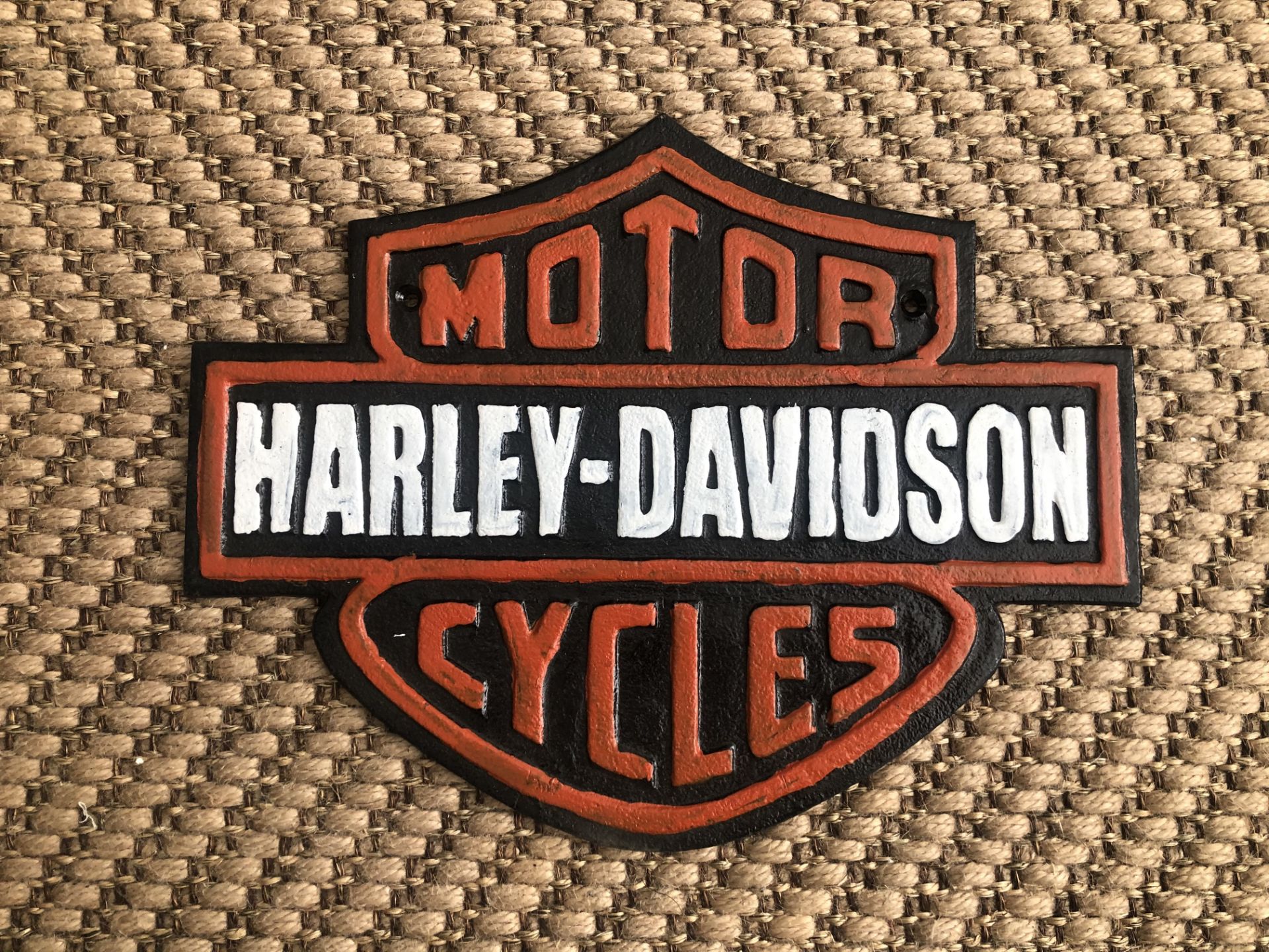 Cast Iron Harley Davidson Motorcycle Wall Plaque