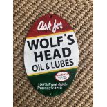Cast Iron Wolf Head 'Oil & Lubes' Wall Plaque