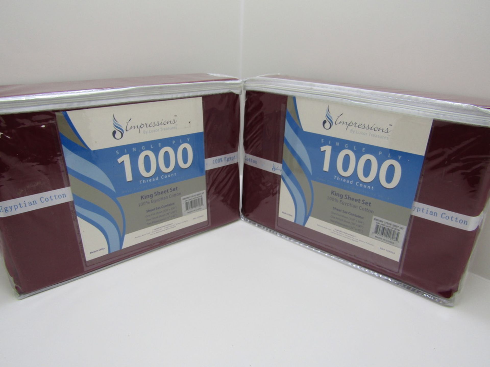 2x Sheet Sets. Super King. Burgundy Stripe