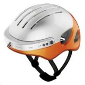 1x Sports Crash Helmet with Camera Built in. White/Orange XL