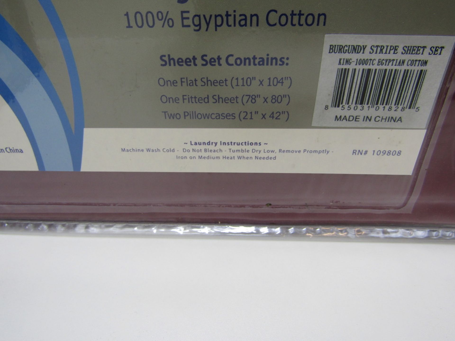 2x Sheet Sets. Super King. Burgundy Stripe - Image 2 of 3