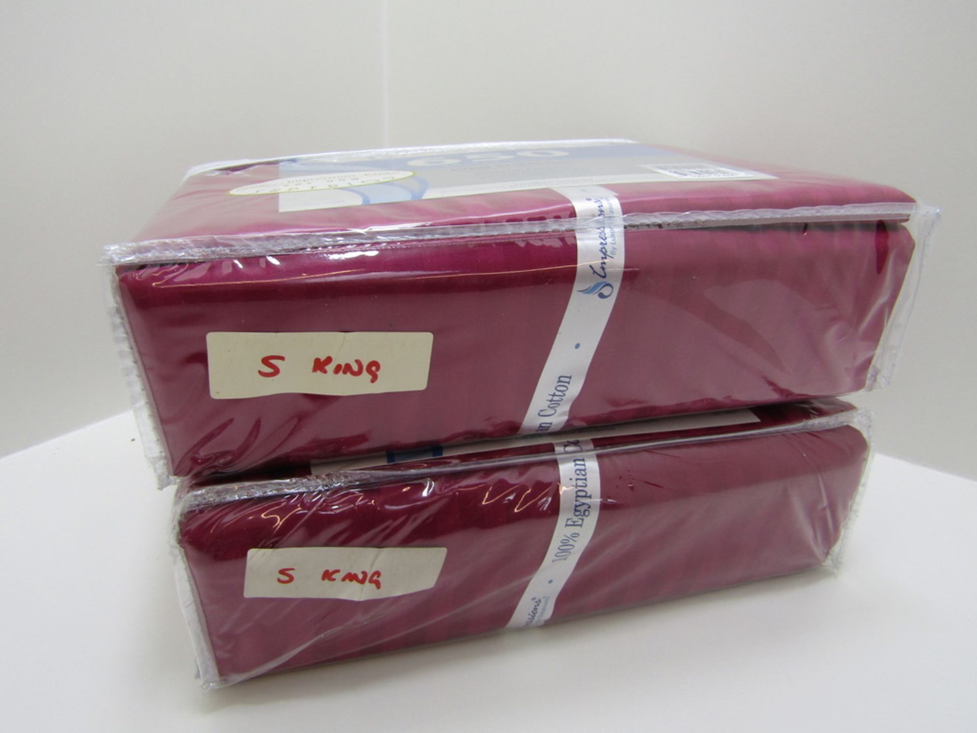 2x Sheet Sets. Super King. Burgundy Stripe - Image 3 of 3