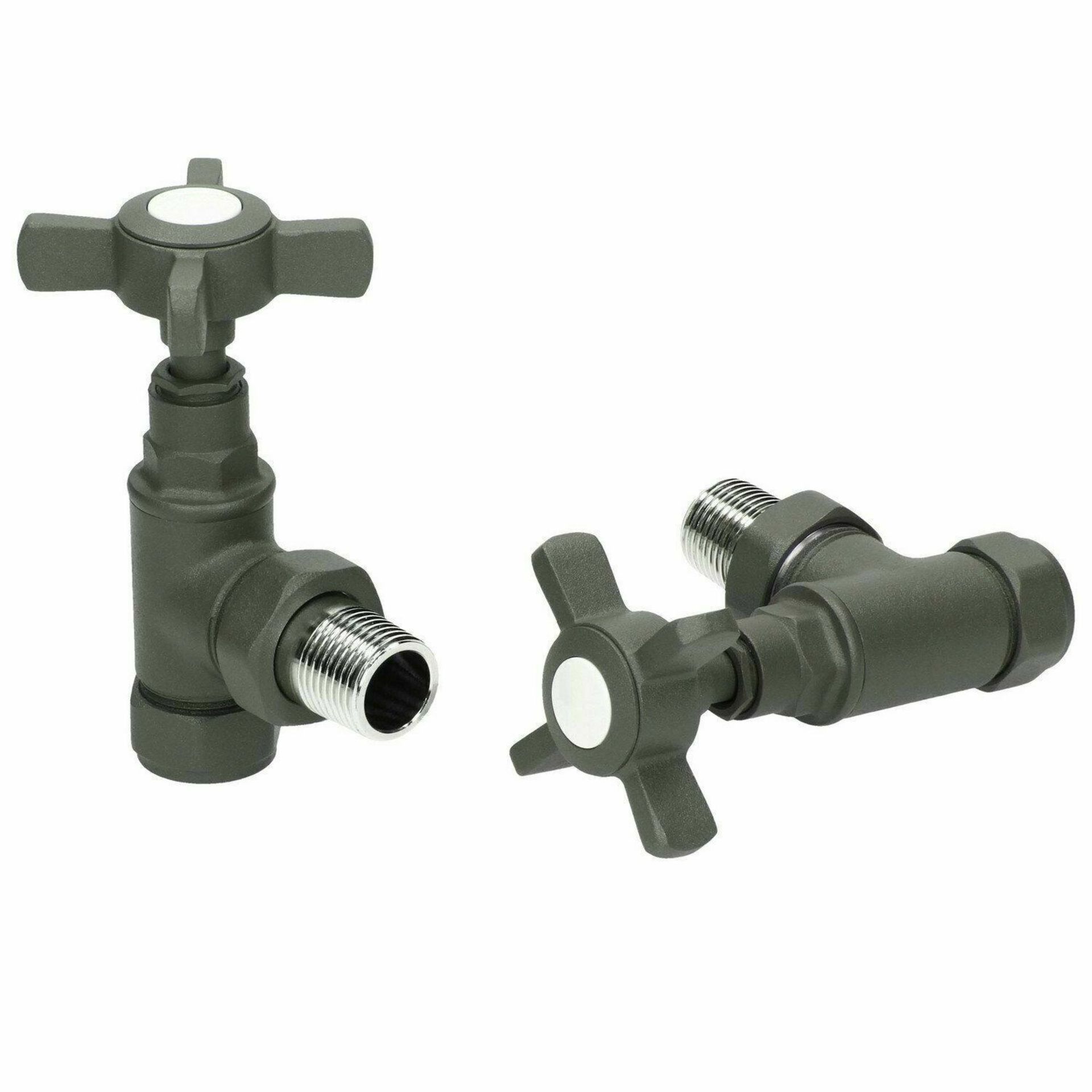 15mm Traditional Angled Heated Towel Rail Radiator Valves Standard Pair Anthracite. Manufactur... - Image 2 of 2
