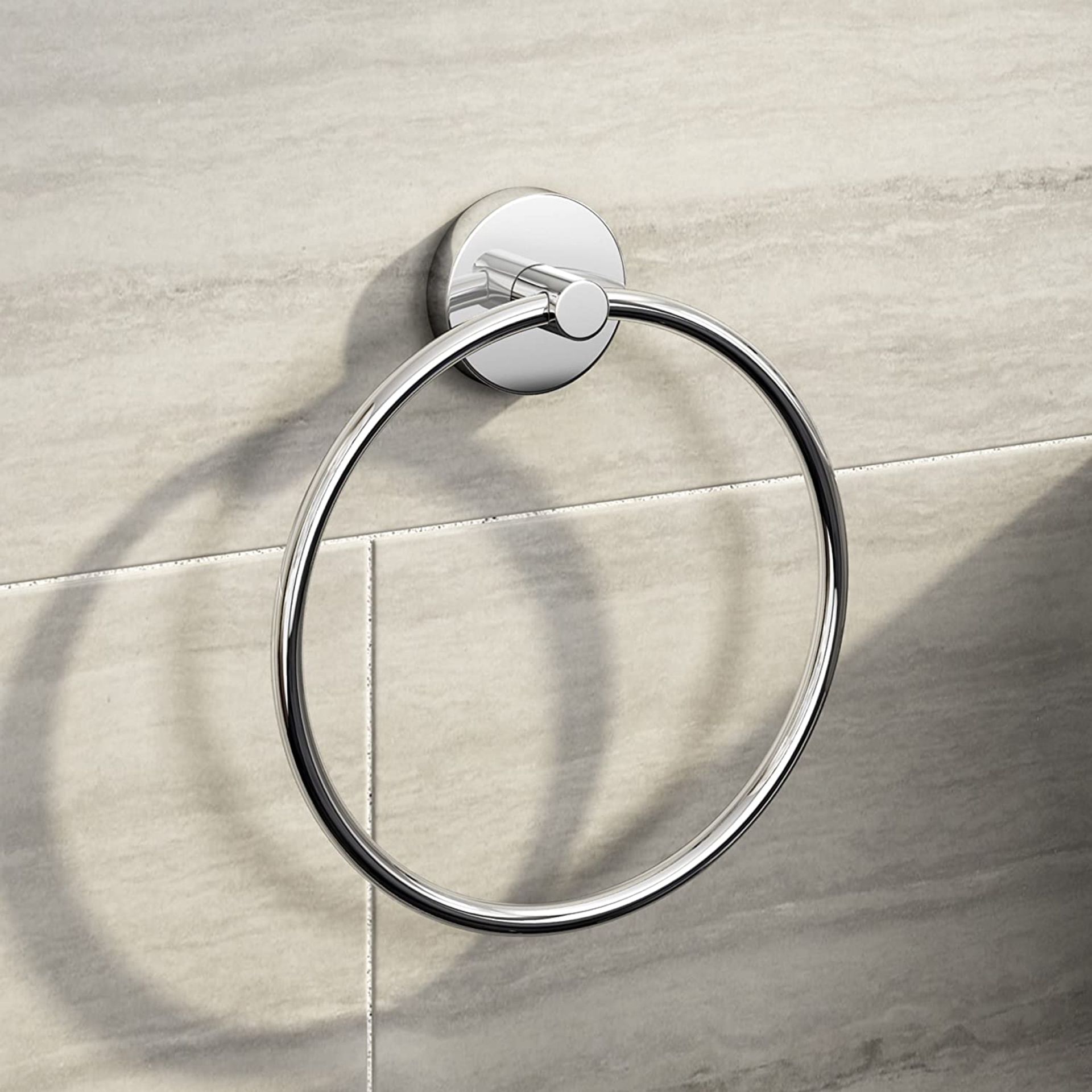 (MG1017) Modern Chrome Towel Ring Holder Wall Mounted Round Bathroom Accessory. Gleaming chrome...