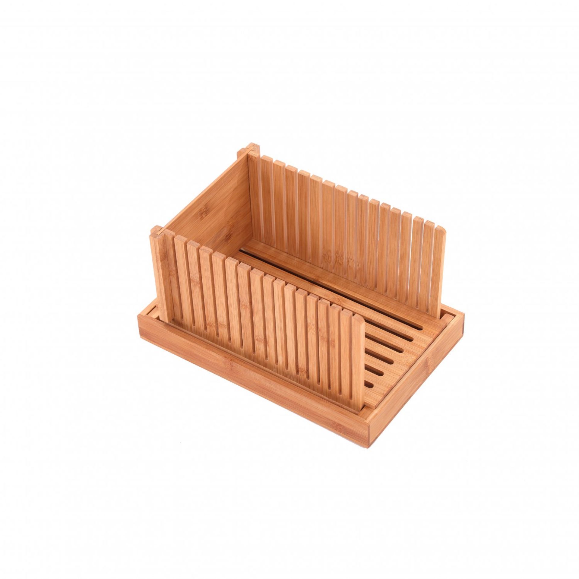 (RU322) Bamboo Wooden Bread Slicer Chopping Cutting Board with Crumb Catcher The bamboo brea... - Image 2 of 2