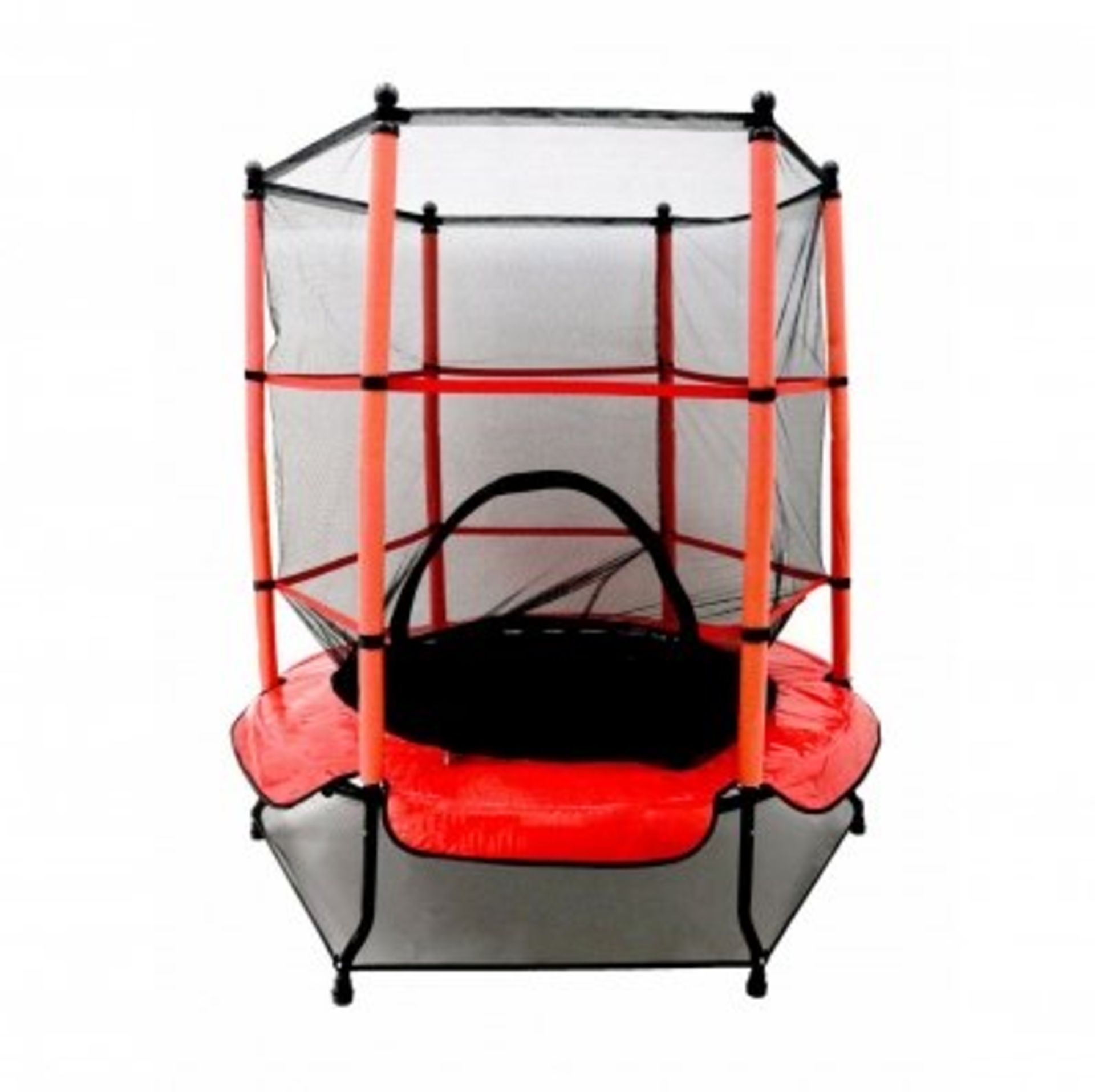 (RU95) 55" Kids Trampoline with Safety Net and Red Spring Cover Garden Outdoors This trampol...