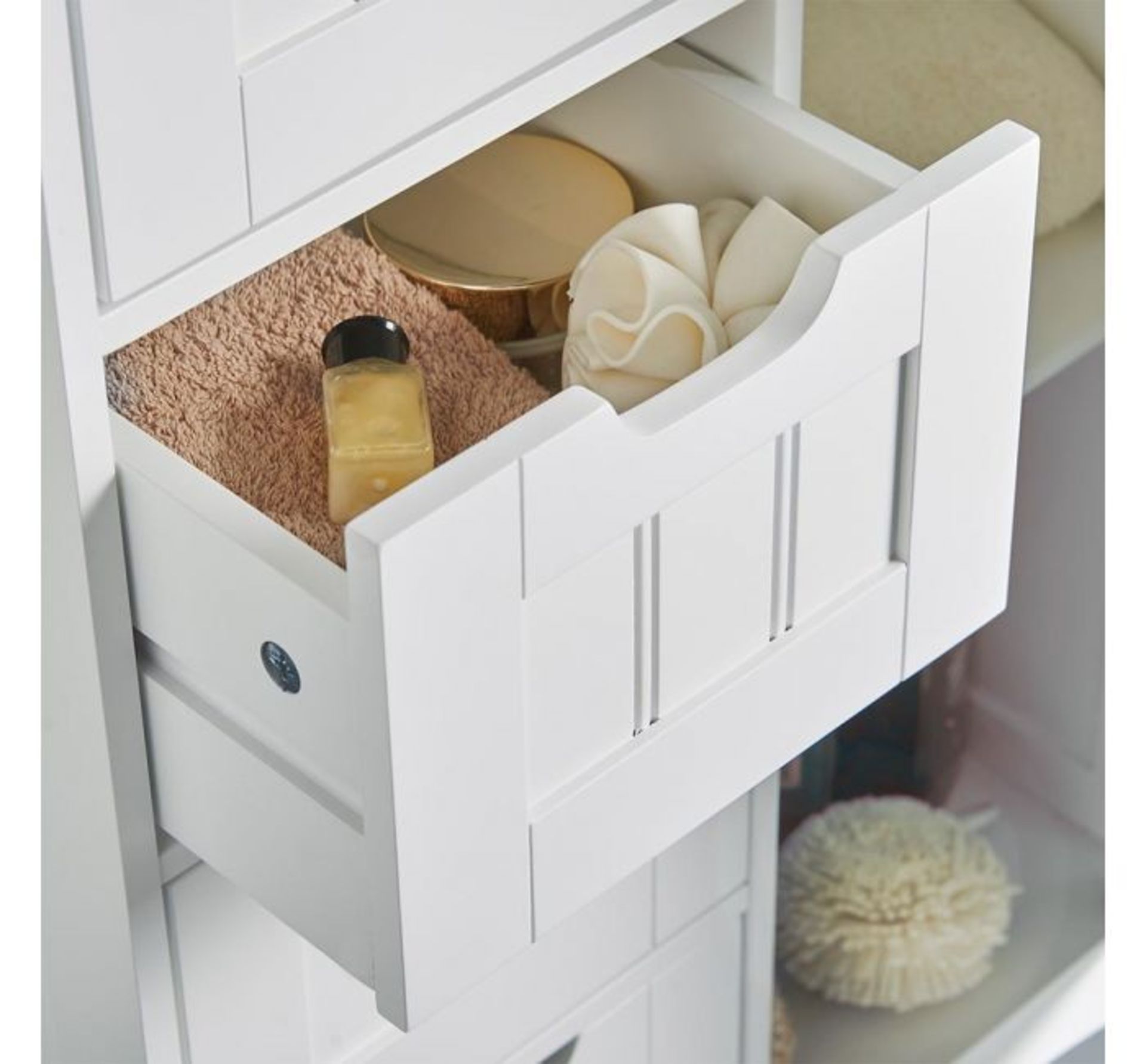 (OM8) Colonial White Large Cabinet MDF with chrome handles Anti-tip strap for safety Water r... - Image 3 of 3