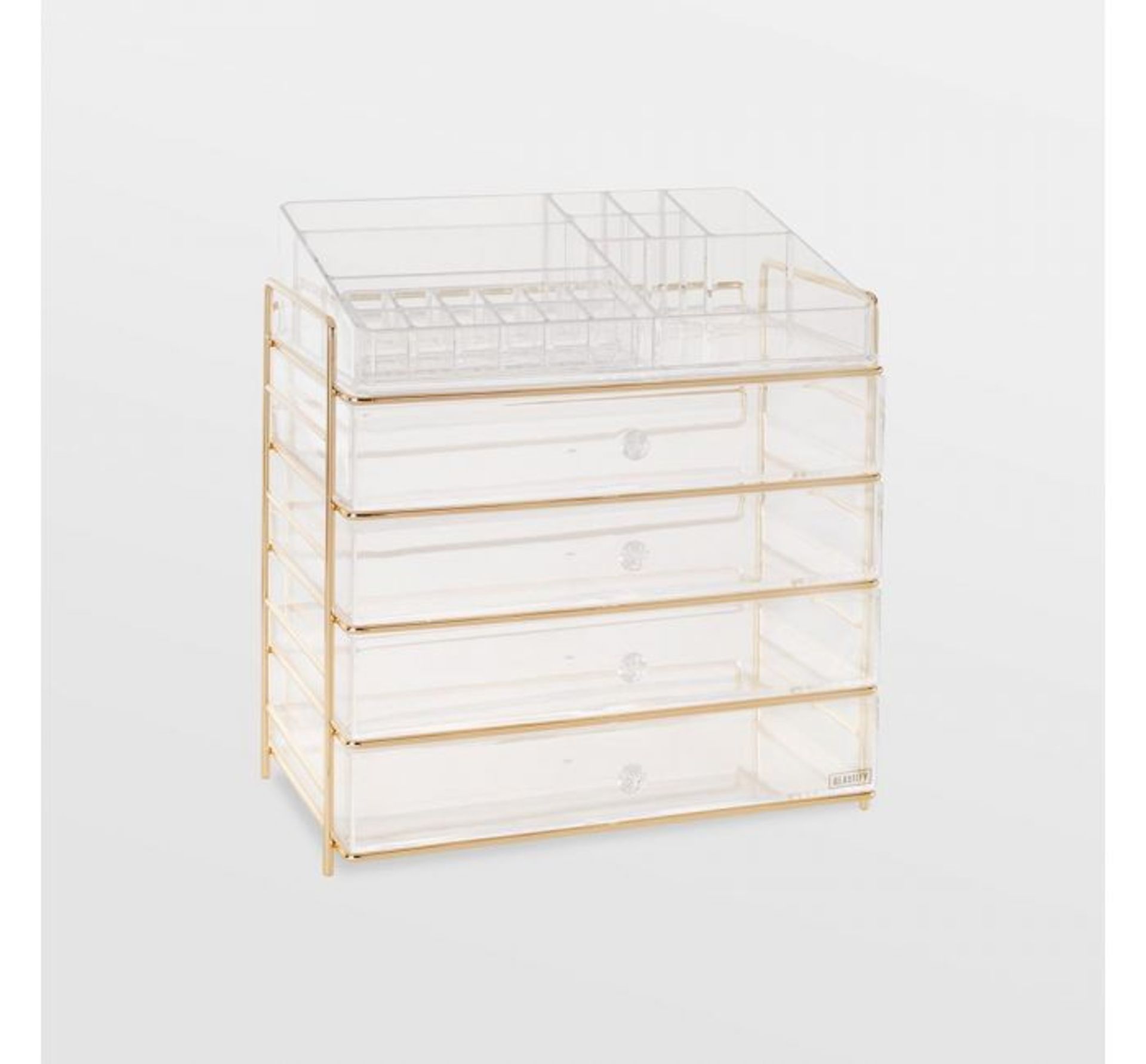 (OM40) 5 Tier Cosmetic Organiser The 5 tier display features 4 large removable drawers with ... - Image 2 of 3