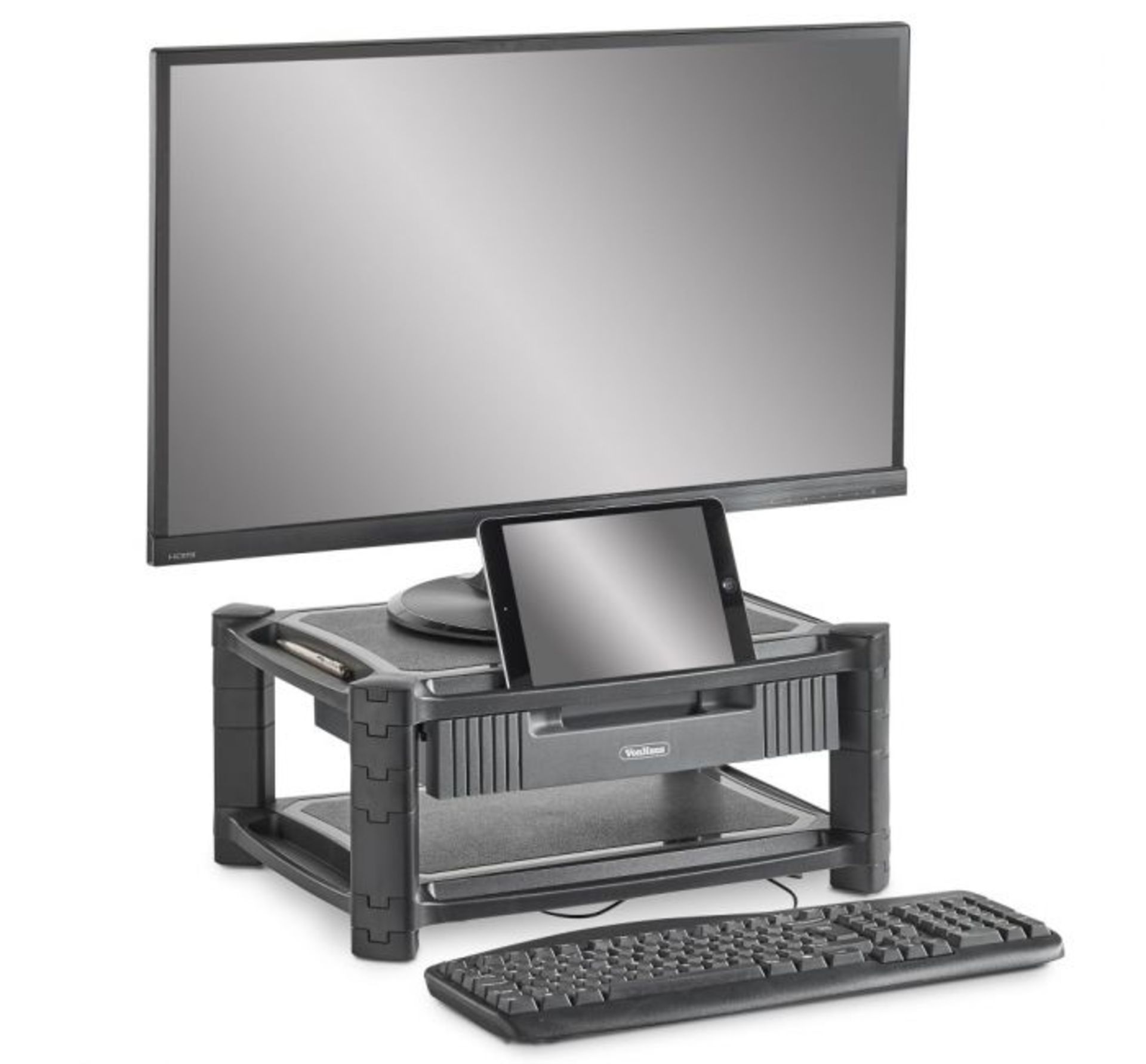 (OM61) Monitor Stand with Drawer Adjustable height smart stand with two shelves and drawer for... - Image 3 of 3