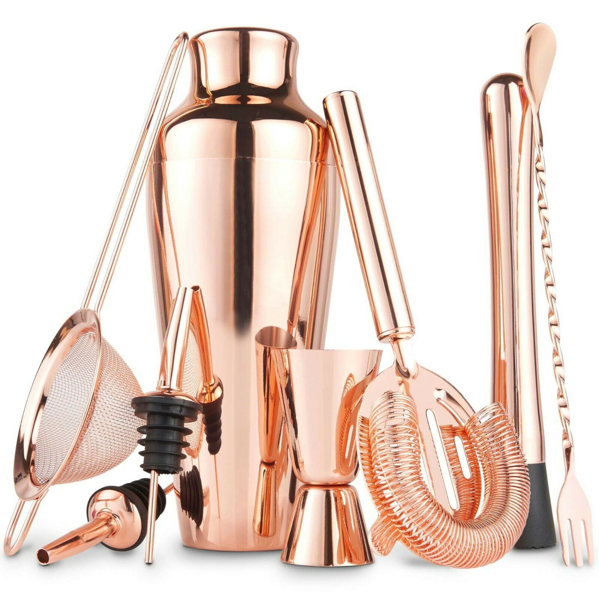 (OM18) Copper Cocktail Making Set, 11 Piece Parisian Shaker Set Gift Rose Gold. THE SHOWPIEC... - Image 2 of 3