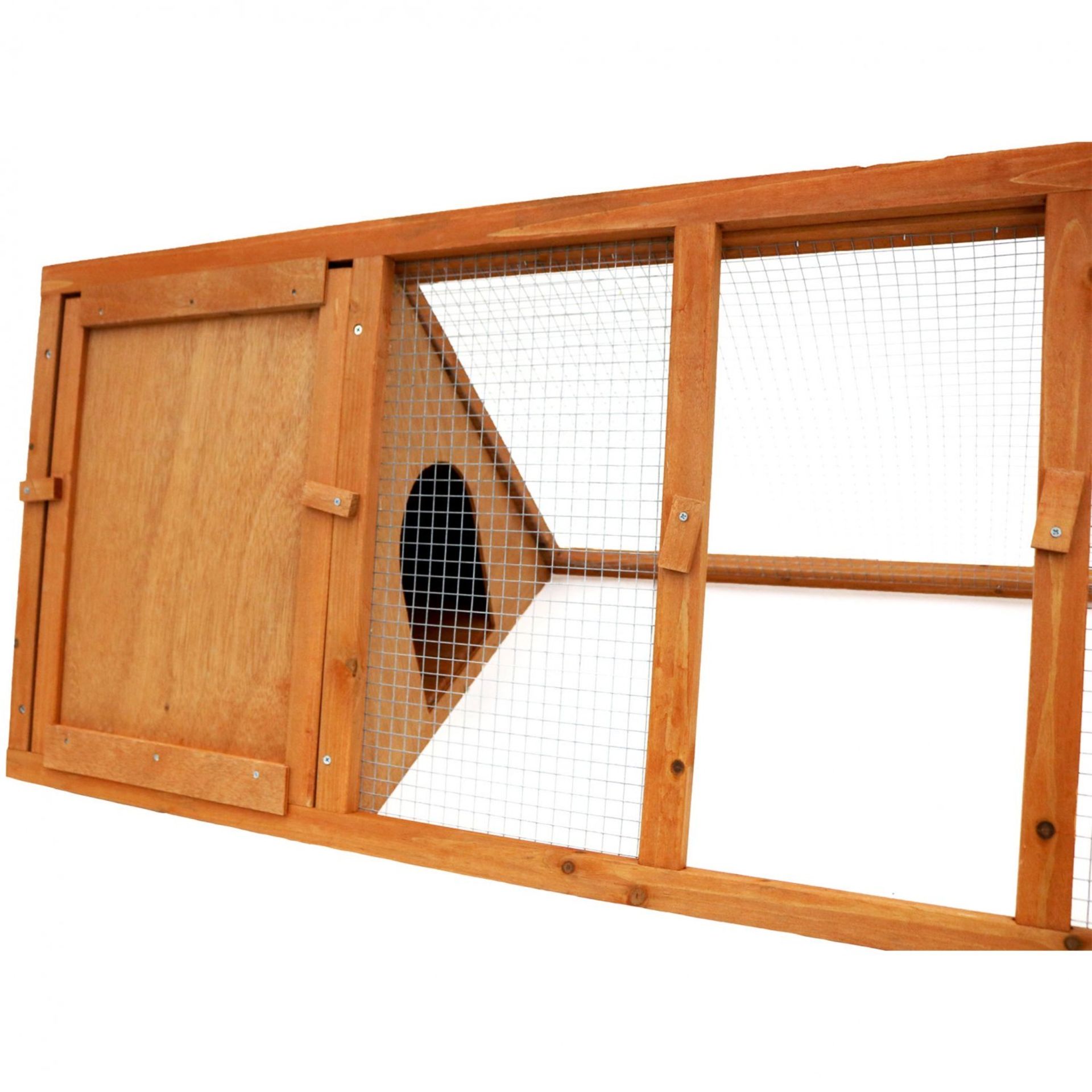 (TD107) Wooden Outdoor Triangle Rabbit Guinea Pig Pet Hutch Run Cage The triangle hutch is p... - Image 2 of 2