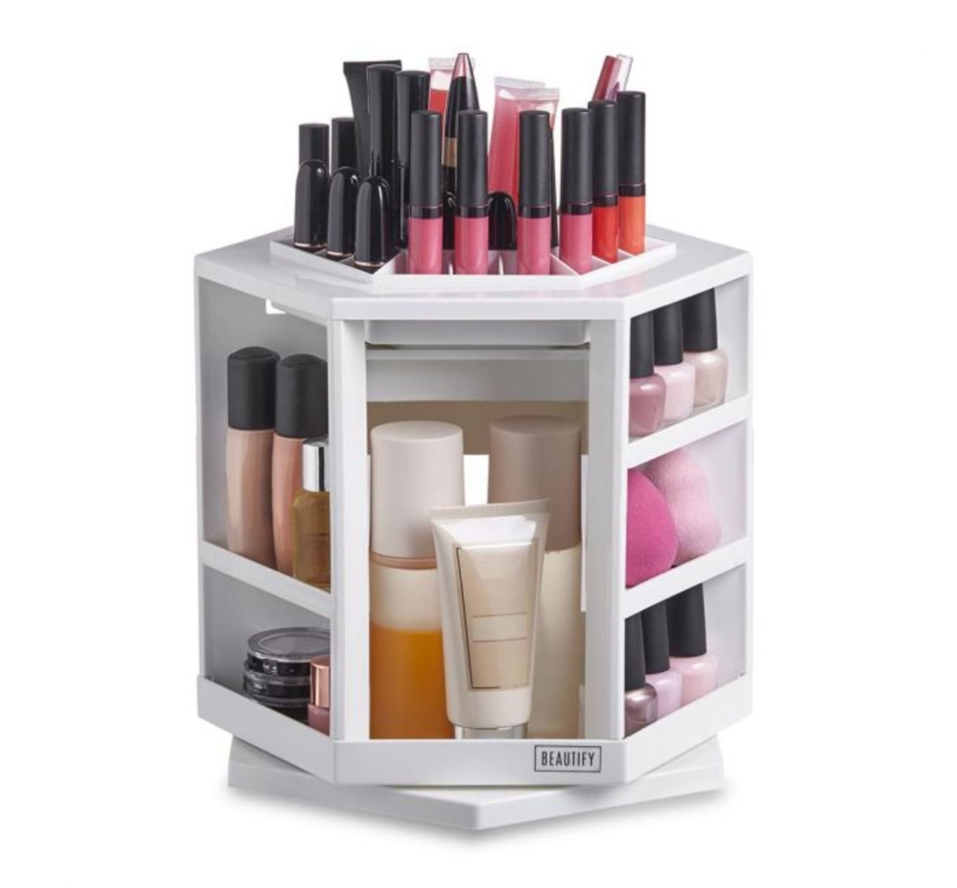 (OM48) White Rotating Makeup Organiser The convenient way to store and display cosmetics and a... - Image 3 of 3