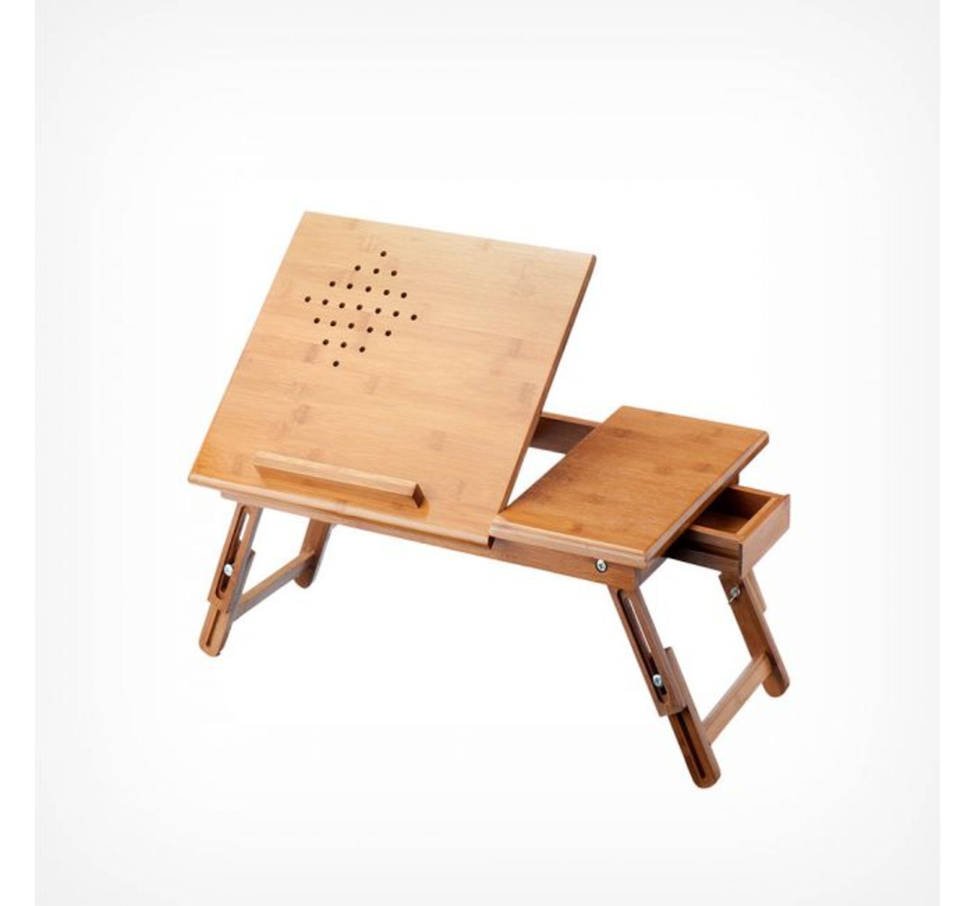 (OM123) Folding Laptop and Tablet Table with Drawer.