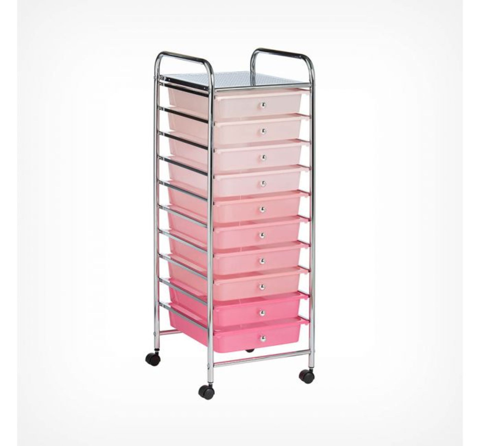 (OM99) Pink Ombre 10 Drawer Trolley Great for homes, offices, beauty salons and more! Each dr... - Image 2 of 2