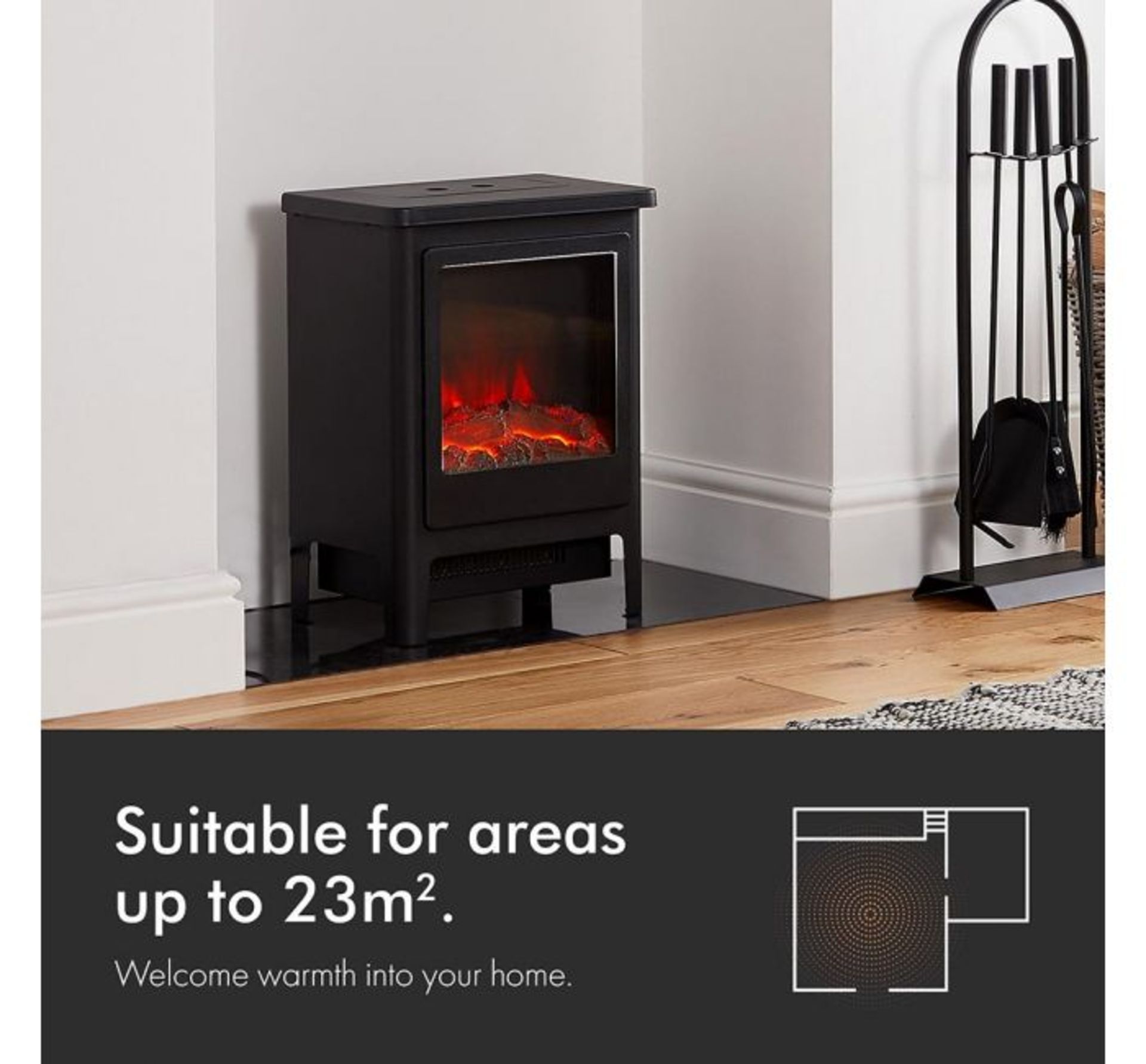 (K13) 1900W Contemporary Stove Heater The large window displays a realistic LED log fire Fea... - Image 3 of 3