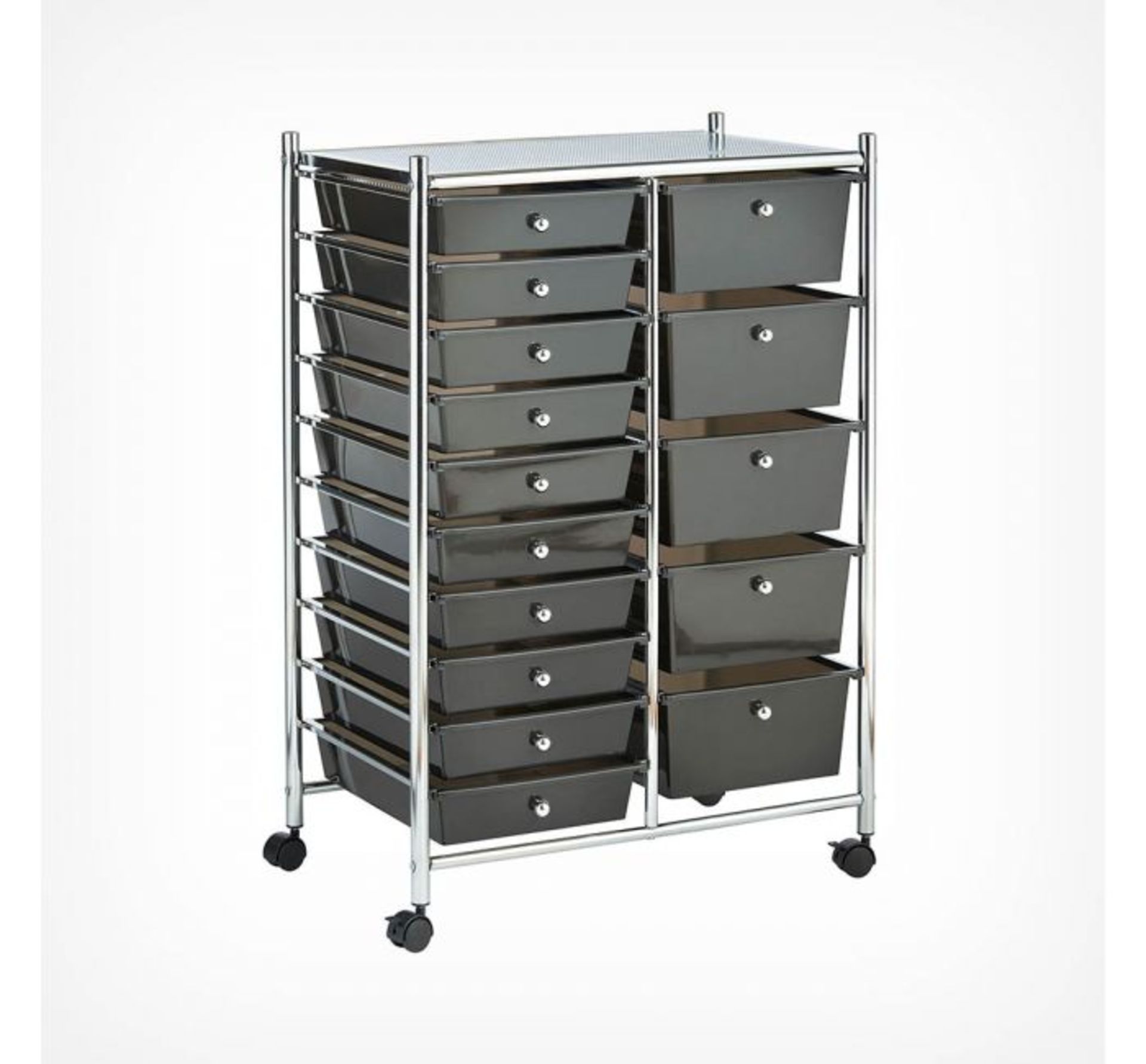 (HZ67) Black 15 Drawer Trolley Perfect for homes, offices, beauty salons, hairdressers and mor...