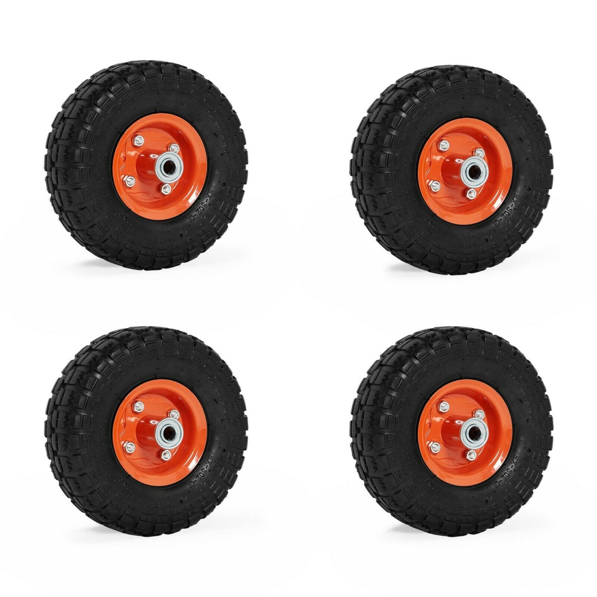 (OM64) 10” Pneumatic Wheels - 4 Pack of Spares - Universal Design.4 PACK – replacement whee...