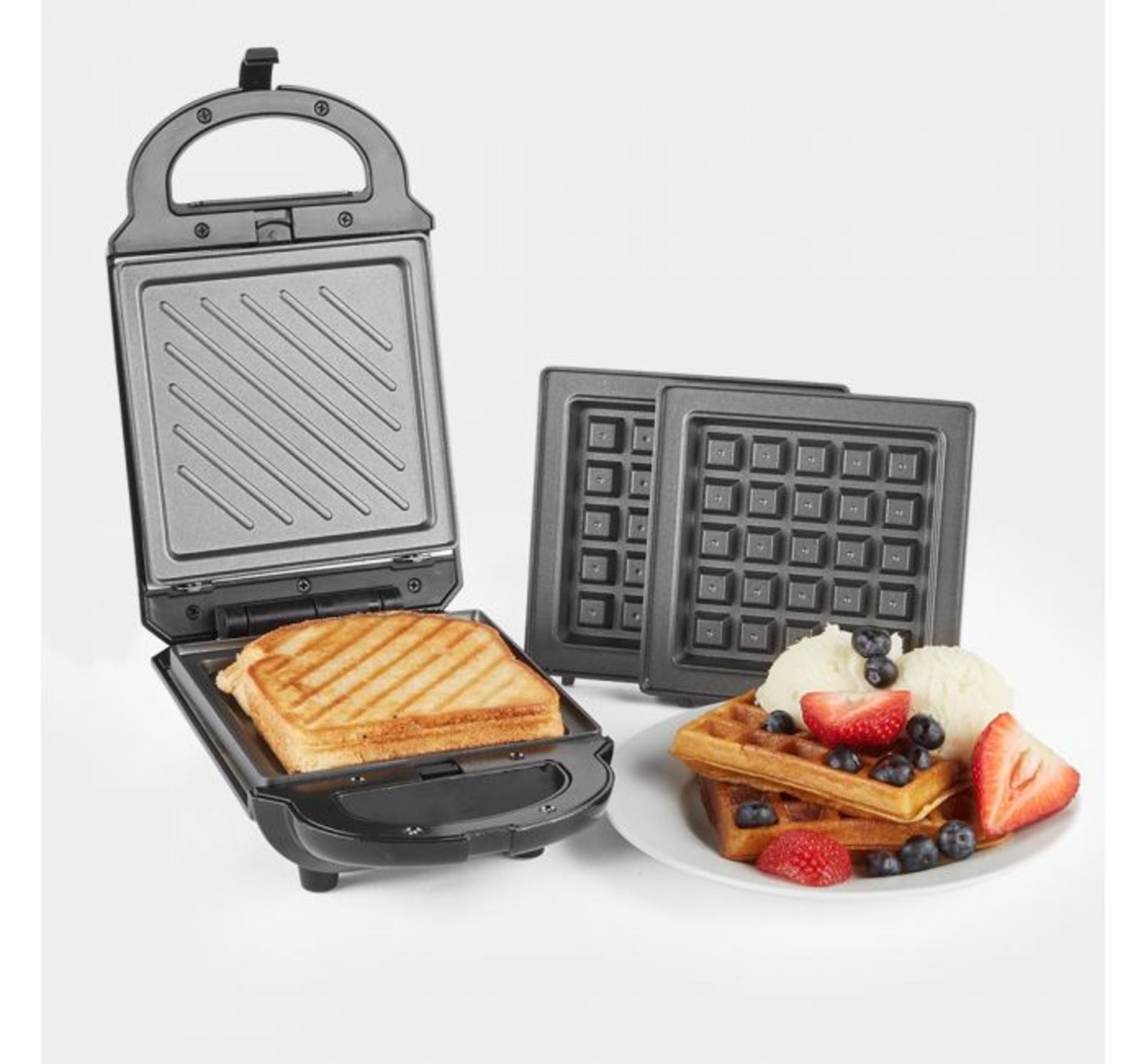 (OM43) 460W 2 in 1 Snack Maker Detachable grill and waffle plates finished with a non-stick co... - Image 2 of 3
