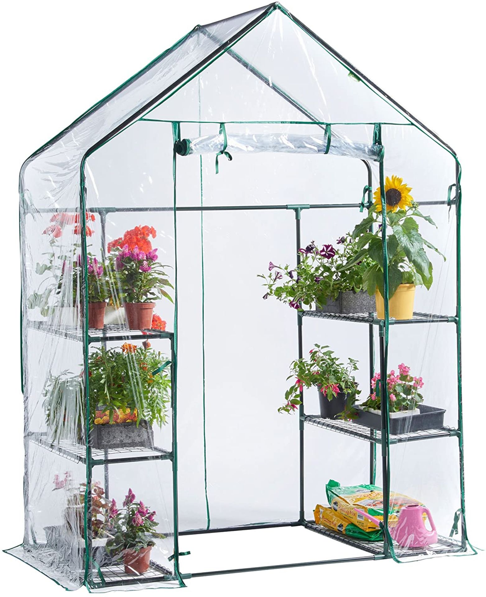 (OM59) Compact Walk In Greenhouse with 6 Shelves. A great addition to any garden! Perfect for ... - Image 2 of 2