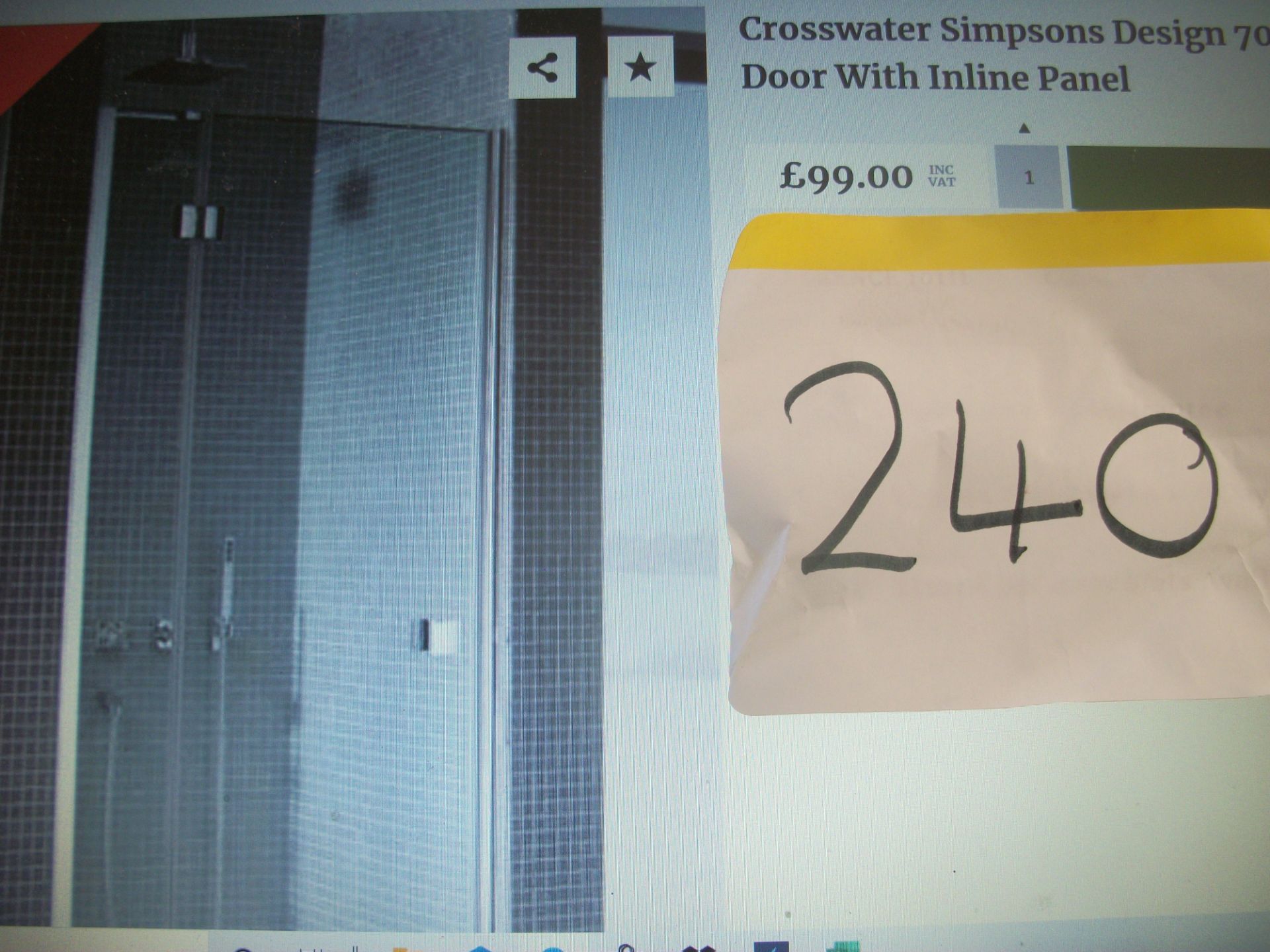 Crosswater Simpson Design 700mm Hinged Shower Door with Inline Panel