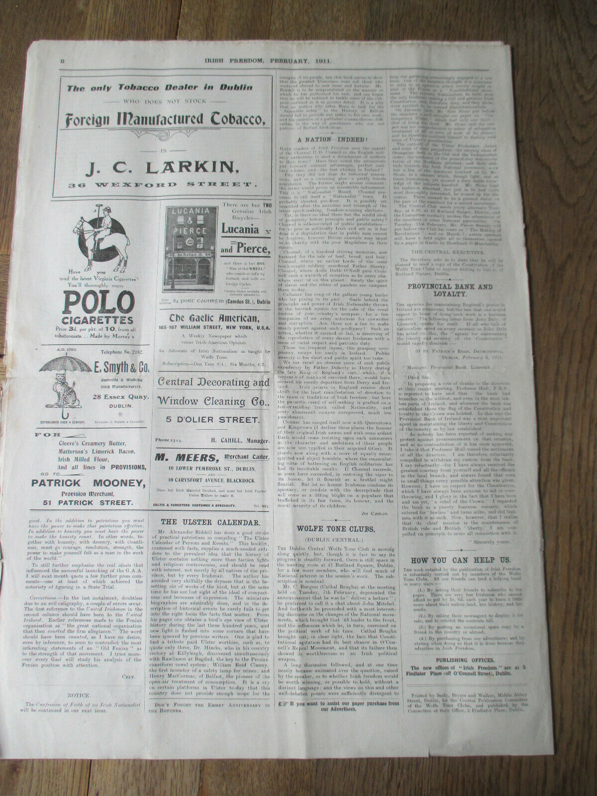 Orig. Feb. 1911 -'Saoirseacht na h-Eireann' No.4 -Irish Freedom- Rebel Newspaper - Image 3 of 10