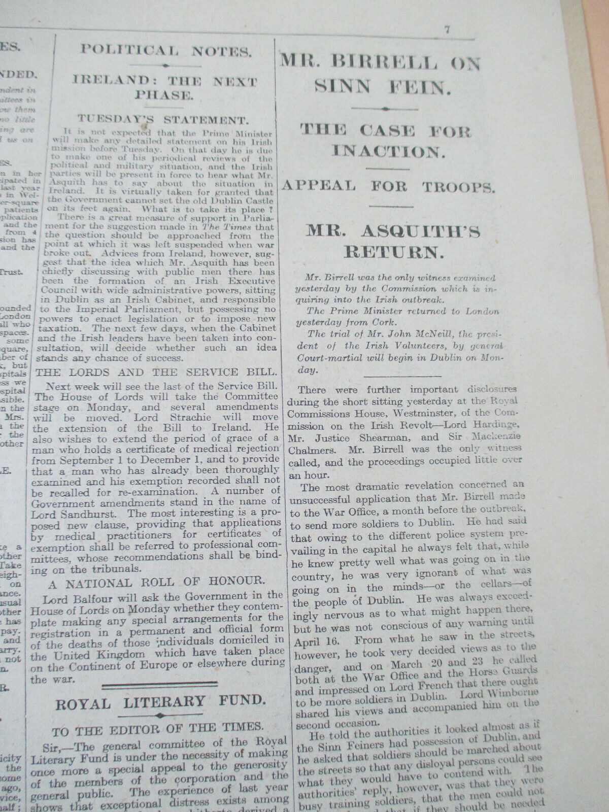 Orig. May 20th 1916 -'The Times' London' Newspaper-Easter Rising Content- Irish - Image 4 of 11