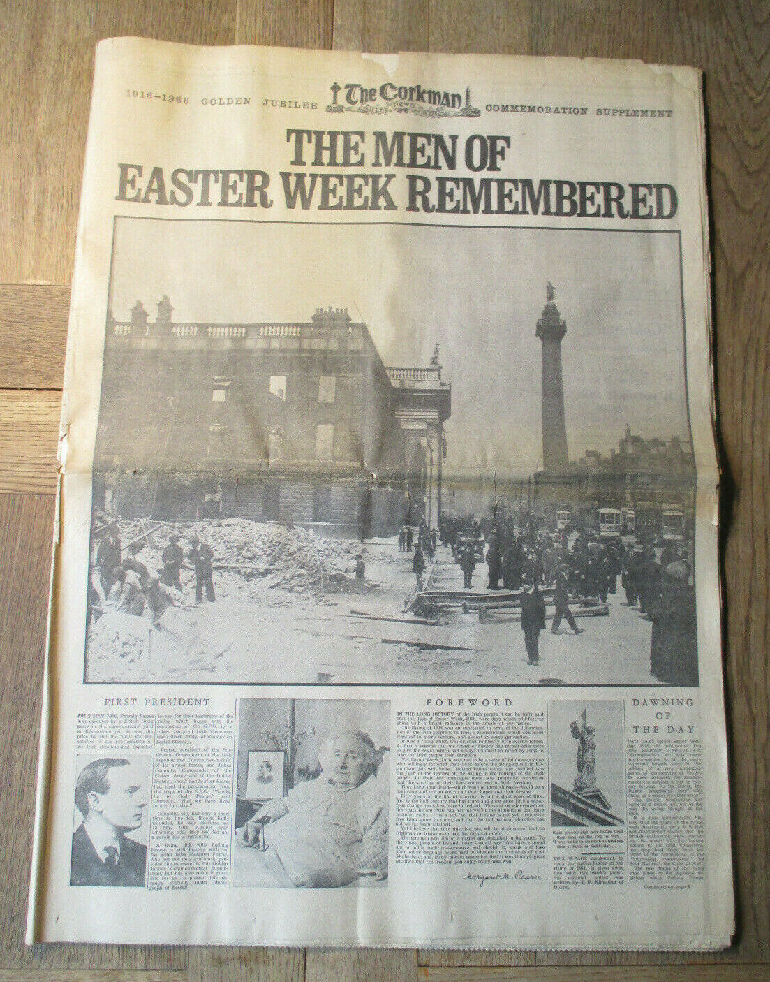 Original 1916 Commemorative Newspaper -April 1966 "The Corkman" -Ireland