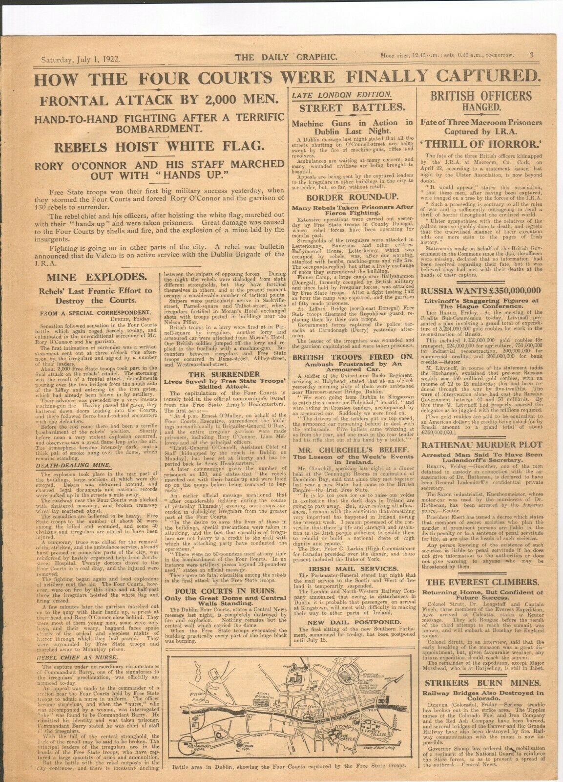 Original Newspaper Michael Collins Captures The Four Courts The War Of Independence - Image 2 of 3