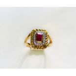 Ruby & Diamond Octagonal Cluster Ring