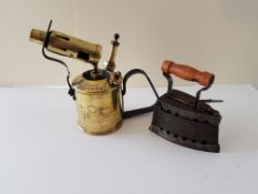 Vintage Sievert Blow Lamp And Flat Iron