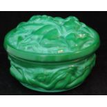 Green Lidded Pot - Embossed With Classical Nymphs