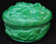 Green Lidded Pot - Embossed With Classical Nymphs