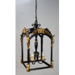 Heavy Metal Black & Gold Hanging Lantern