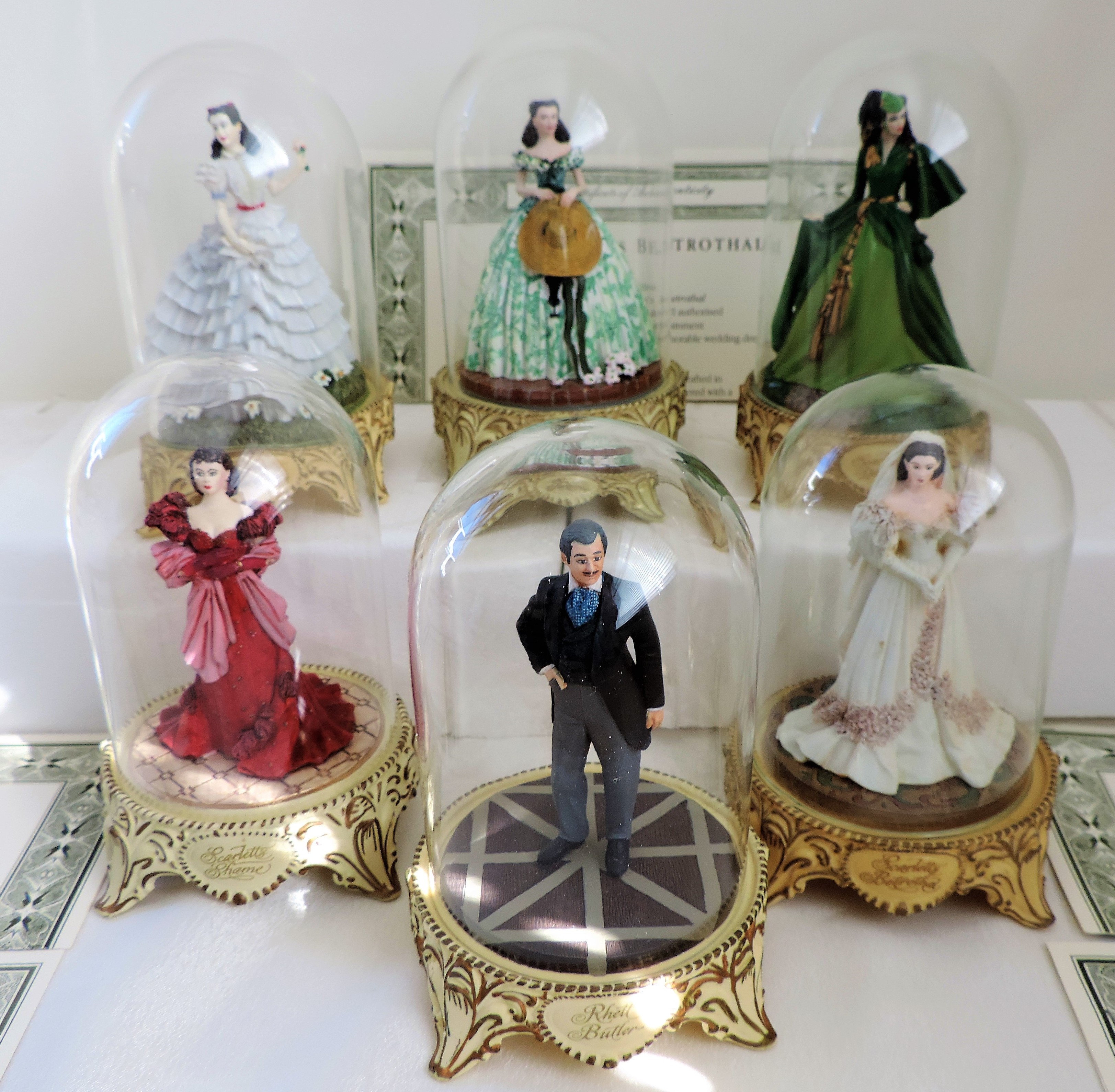 Set 6 Franklin Mint Porcelain Scarlet O'hara Figurines