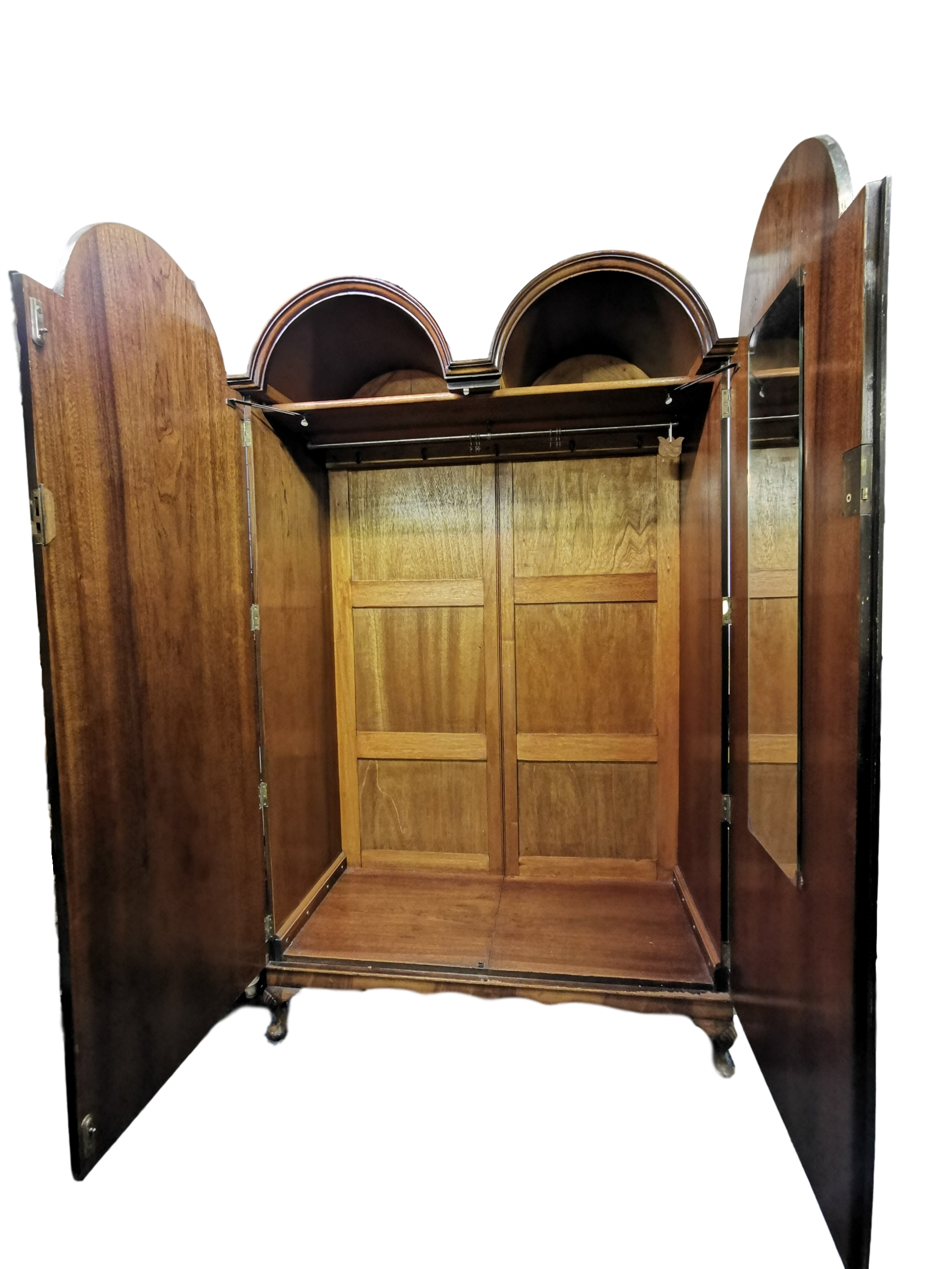 Queen Anne Style Antique Burr Walnut Wardrobe - Image 6 of 10