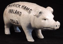 Cast Iron Butchers Pig Limerick Hams Money Box