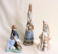 3 Spanish Porcelain Figurines Including Nao