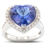 Heart Shape 6.55 Carat Tanzanite And Diamond Ring