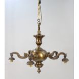 Bronzed Heavy Metal Baronial Style Five Light Chandelier