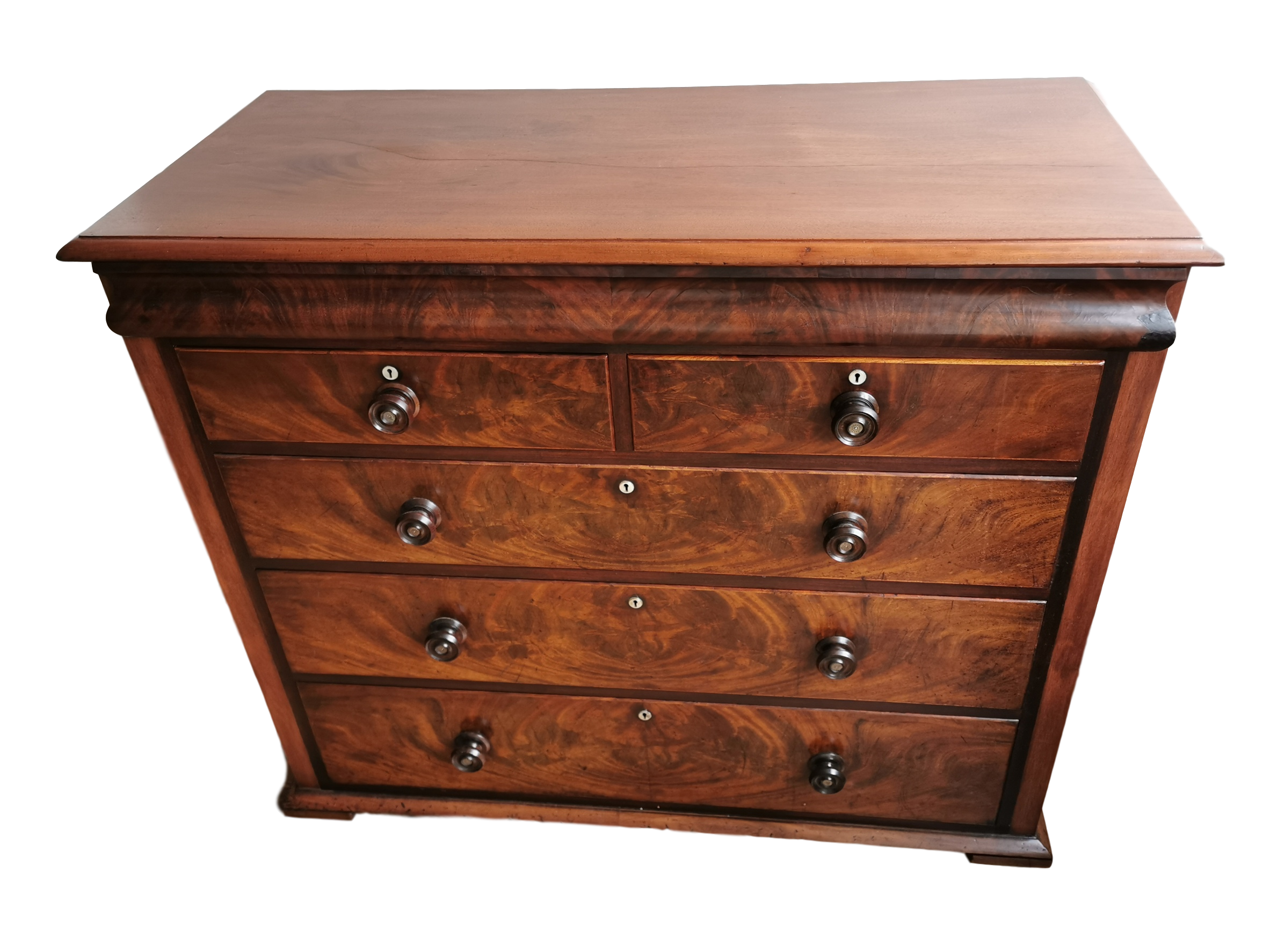 Victorian Flame Veneered Mahogany Chest Of Drawers