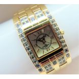 Ladies Gold Plated Tanzanite & Topaz Watch