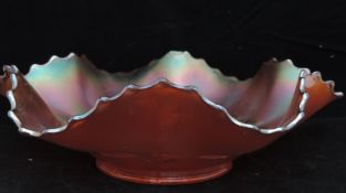 Carnival Glass Dish - Round Scallop Design With Scalloped Edging